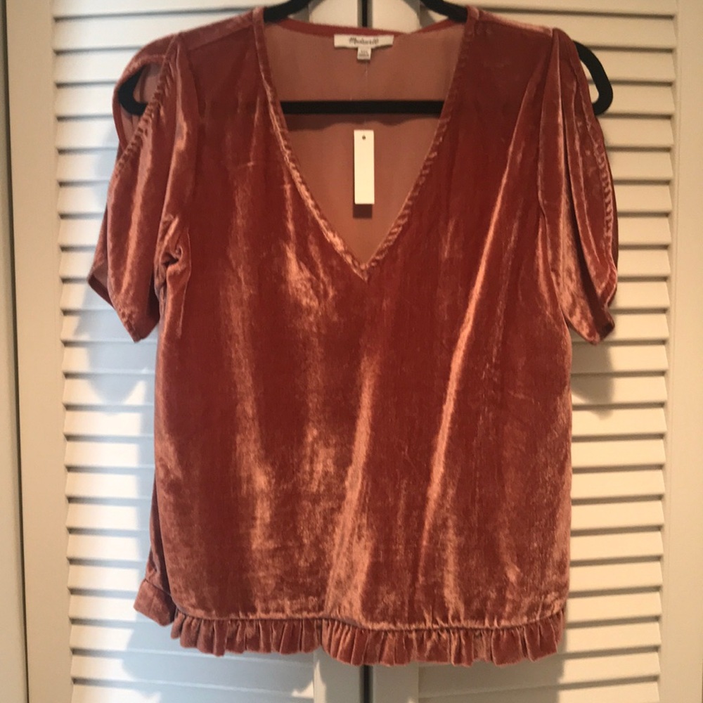 New Madewell Velvet Cold Shoulder Top